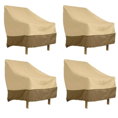 Veranda Patio Chairs Classic Accessories Veranda High Back Dining Patio Chair Cover - Durable and Water Resistant Patio Cover, 4-Pack ()