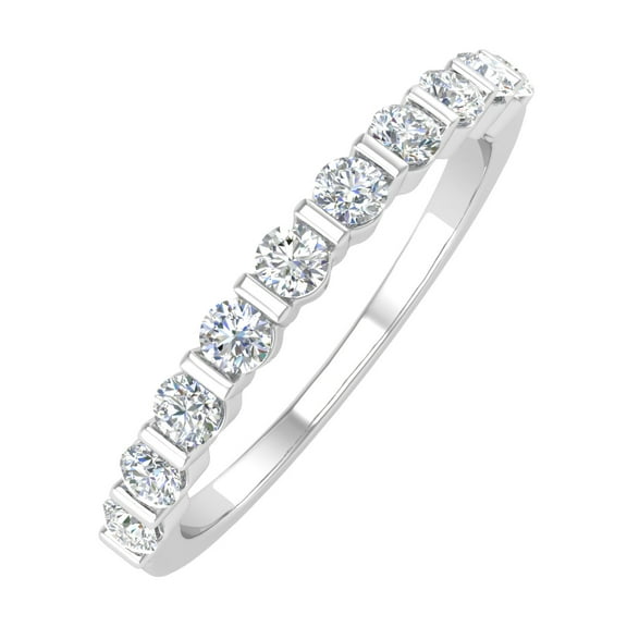 14K White Gold Channel Set Diamond Wedding Band Ring (1/2 Carat) (Ring Size 8.75) (I1-I2 Clarity)