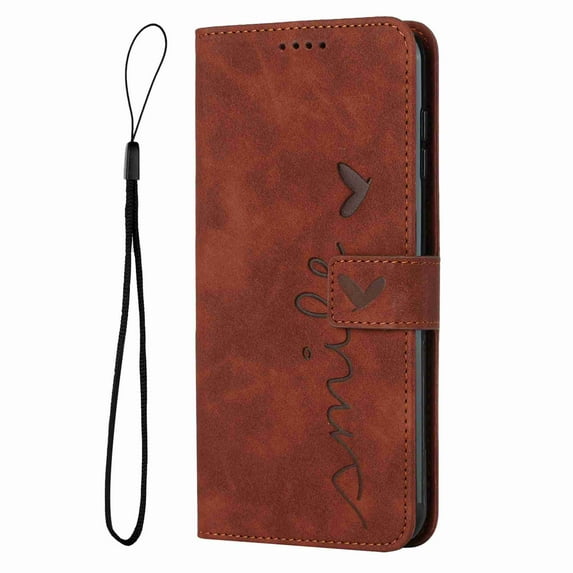 Allytech For Samsung Galaxy A53 5G Wallet Case, Magnetic PU Leather ID Cash Credit Card Slots Heart Pattern Clover Kickstand with Wrist Strap For Samsung A53 5G, Brown