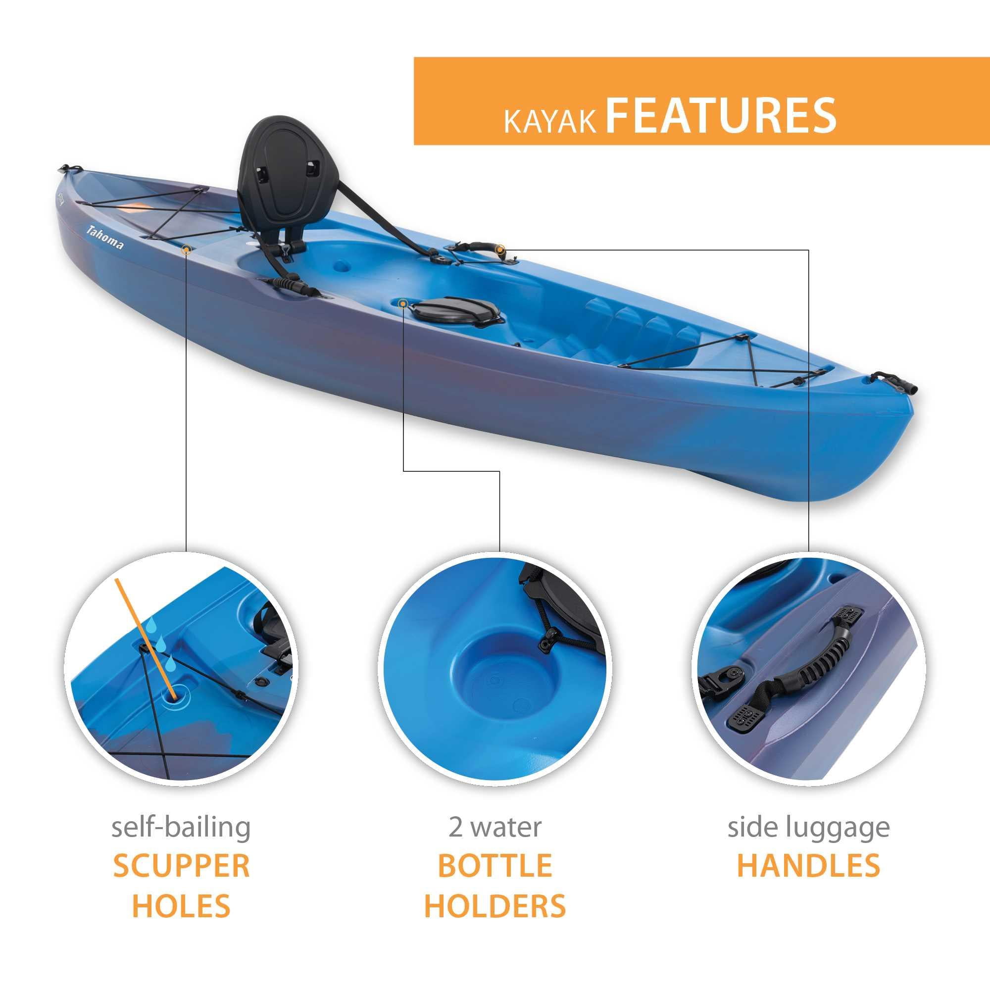 Lifetime Tahoma 10 ft Sit-On-Top Kayak, Emperor Fusion (91346)