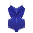 thumbnail image 3 of Alvivi Women's Rhinestone Latin Dance Dress Fringe Leotard Tassel Salsa Waltz Tango Samba Dress Royal Blue M, 3 of 5