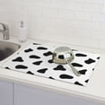 thumbnail image 5 of Dish Drying Mat, Black White Cow Print Absorbent Microfiber Kitchen Mat, Heat Resistant Drying Mat Kitchen Counter for Dishes, Utensils, Pots, Pans, Drainer Mats 18x24in, 5 of 7