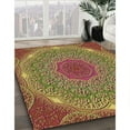 thumbnail image 3 of Ahgly Company Machine Washable Indoor Round Transitional Brown Red Area Rugs, 4' Round, 3 of 7