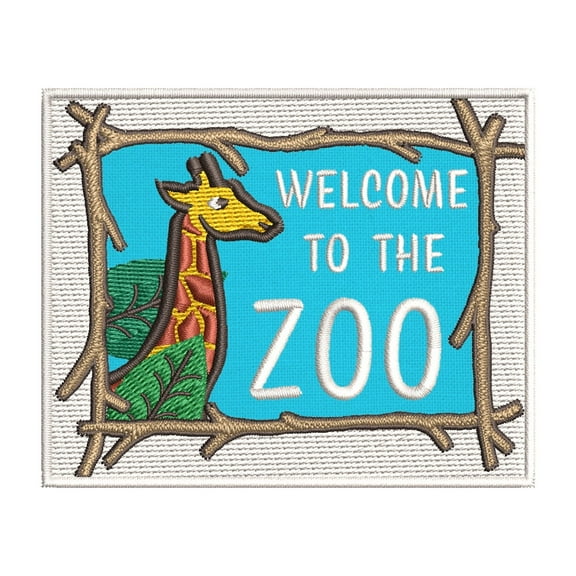 Welcome to the Zoo Giraffe Embroidered DIY Iron on or Sew-on Decorative Patch Badge Emblem Appliques Pet Animal Love Zoo Aquarium Series