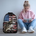 thumbnail image 2 of Binienty USA Flag Bass Fish Backpack for School Boys 5th Grade Heavy Duty Lightweight School Backpack with Laptop Compartment Kids Rucksack Daypack Children School Supplies, 2 of 8