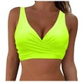 thumbnail image 3 of CAICJ98 Women's Bikini Top Lace Up Crisscross Swim Crop Tops High Neck Swimsuit Bra Padded Yellow,M, 3 of 5