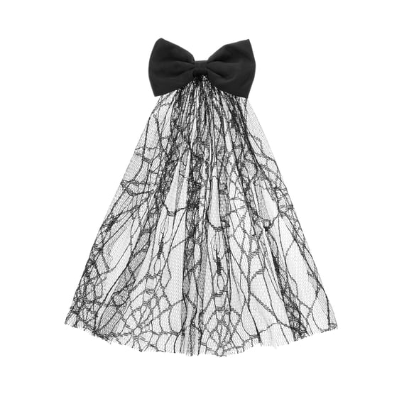 Way to Celebrate Halloween Spiderweb Lace Hair Bow, Black, 1 Piece, Alligator Hair Clip