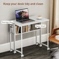 thumbnail image 5 of HOMCOM Small Folding Desk, 31.5" Foldable Computer Desk with Storage Bag, Shelf and Wheels for Small Spaces, Home Office, Easy Assembly, White, 5 of 10