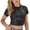 Black, variant on Tshirts for Women Chic Sexy Leather Crop Top Tee for Women Slim Fit Short Cropped Tee Summer Essentials Fall Fashion Clothing
