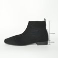 thumbnail image 3 of BLTIBY Women Sock Booties Stretch Knit Slim Fit Comfy Pointed-toe Boots Chunky Low Heel Breathable Boot Soft Pull On Shoes Black 41, 3 of 9