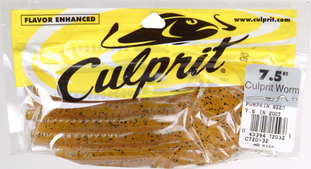 Culprit 7.5' Original Worm, Pumpkin Seed, 18 Count