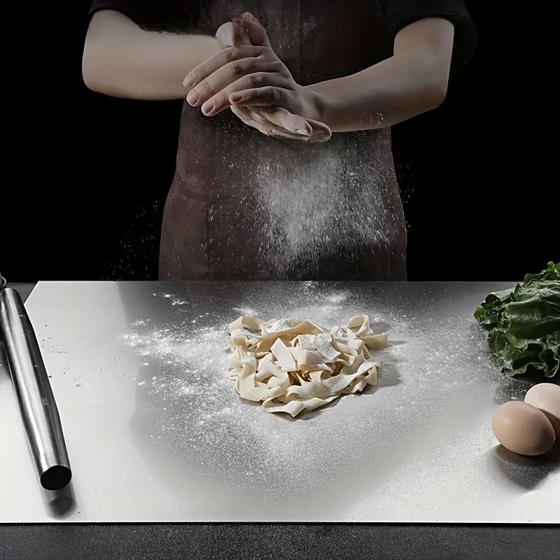 XXL Stainless Steel Anti-Slip Cutting Board Mildew-Proof Wear-Resistant Food-Safe Chopping Board for Dough/Bread/Meat Prep Space-Saving Vertical Storage & Sealable Lid for Kitchen Countertop