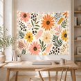 thumbnail image 5 of Coral Pink and Orange Daisies on Pale Blue, Whimsical Abstract for Flower Lovers, Botanical Wall Art, Housewarming Gift, Tapestry Wall Hanging for Bedroom and Studio, 5 of 7