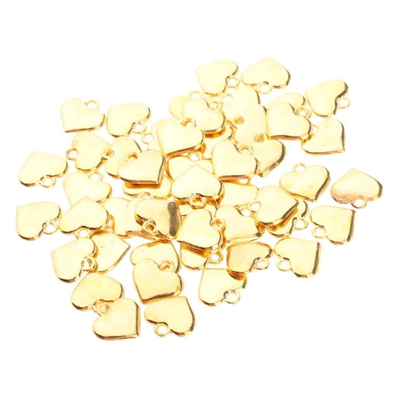 50pcs Heart Shape Charm Pendant For DIY Crafting Jewelry Making Findings Accessories Gold