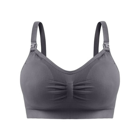 

Grianlook Ladies Bra Full Coverage Underwear Wide Shoulder Straps Bralette Women Comfort Bralettes Removable Wirefree Gray 2XL