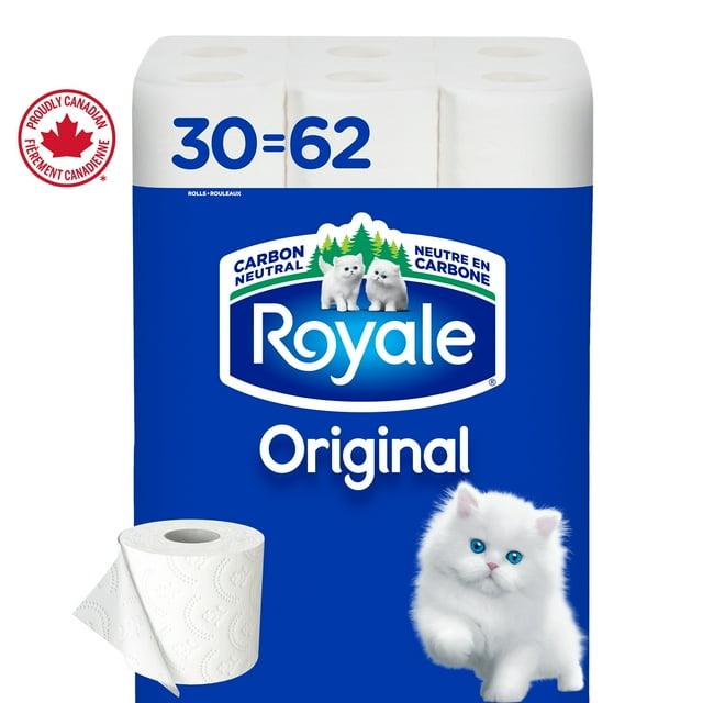Royale Original, 2 Ply Toilet Paper, 30 Equal 62 Bathroom Tissue Rolls
