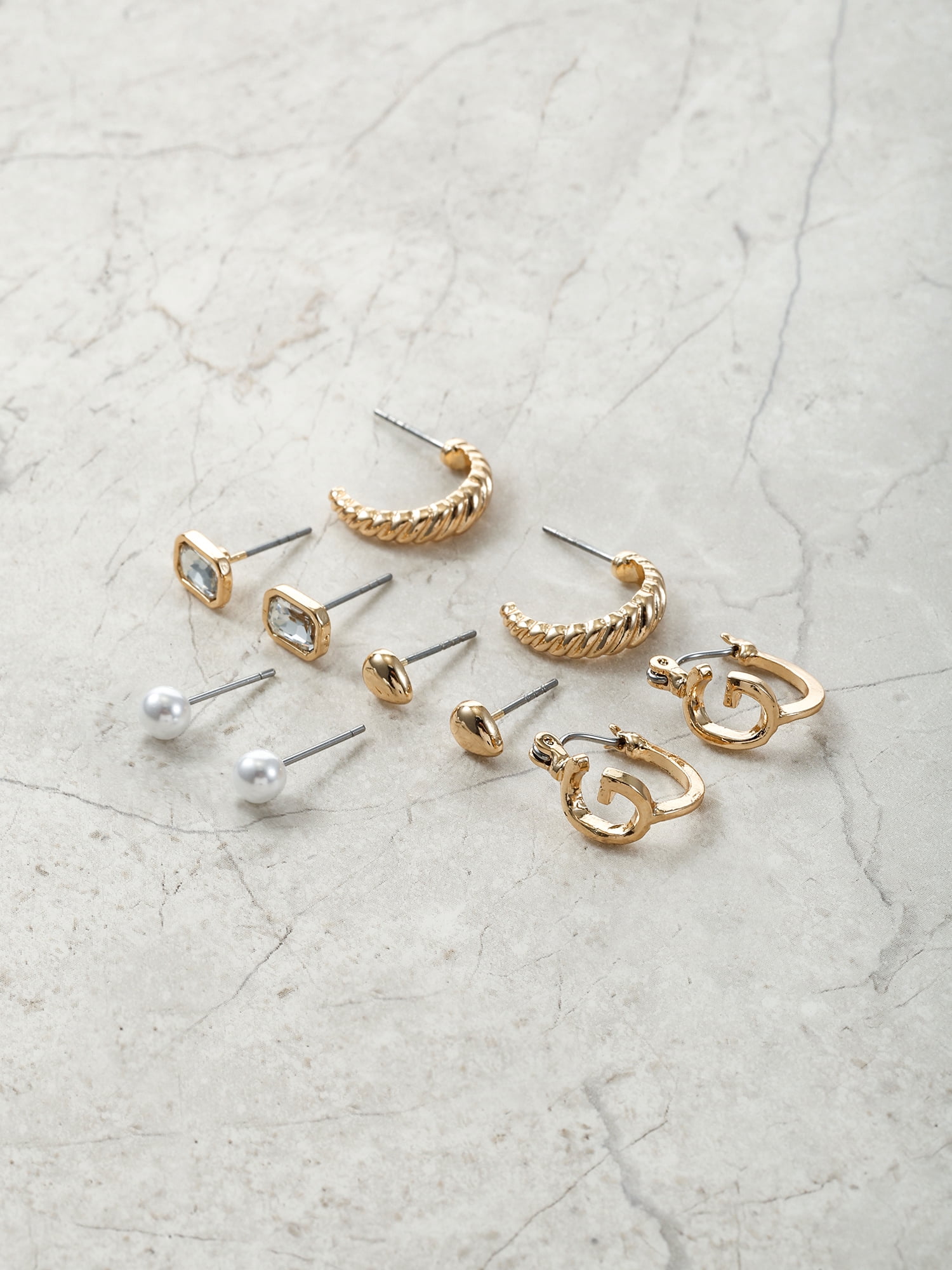 Time and Tru Goldtone Multi Earring Set, 5 Pairs, Initial G