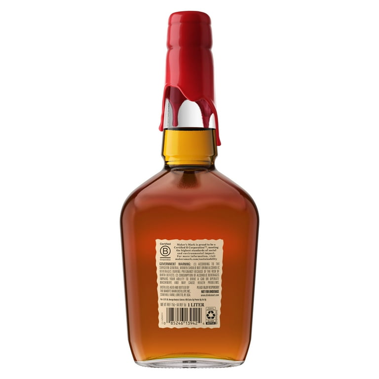 Maker's Mark Straight Bourbon, 1 L Bottle, 45% ABV - Walmart.com
