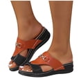 thumbnail image 4 of Wowcloth Women's Fashion Slides – Comfortable Slip-On Open-Toe Round Toe Design with Buckle Accent and Platform Wedge Heel for Spring Summer Casual Footwear,Plus Size, 4 of 9