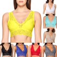 thumbnail image 4 of Women‘s Deep V Neck Lace Bralette Floral Padded Lace Long Line Wirefree Bra, 4 of 7