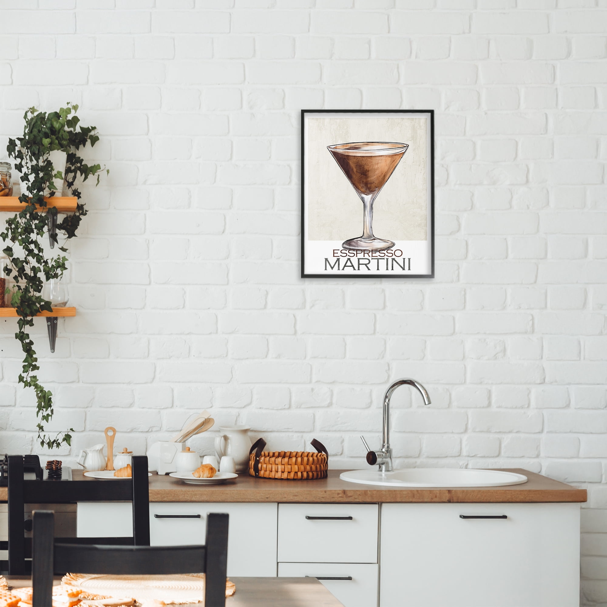 Stupell Industries Sophisticated Espresso Martini Black Framed Giclee Art, design by Kim Allen