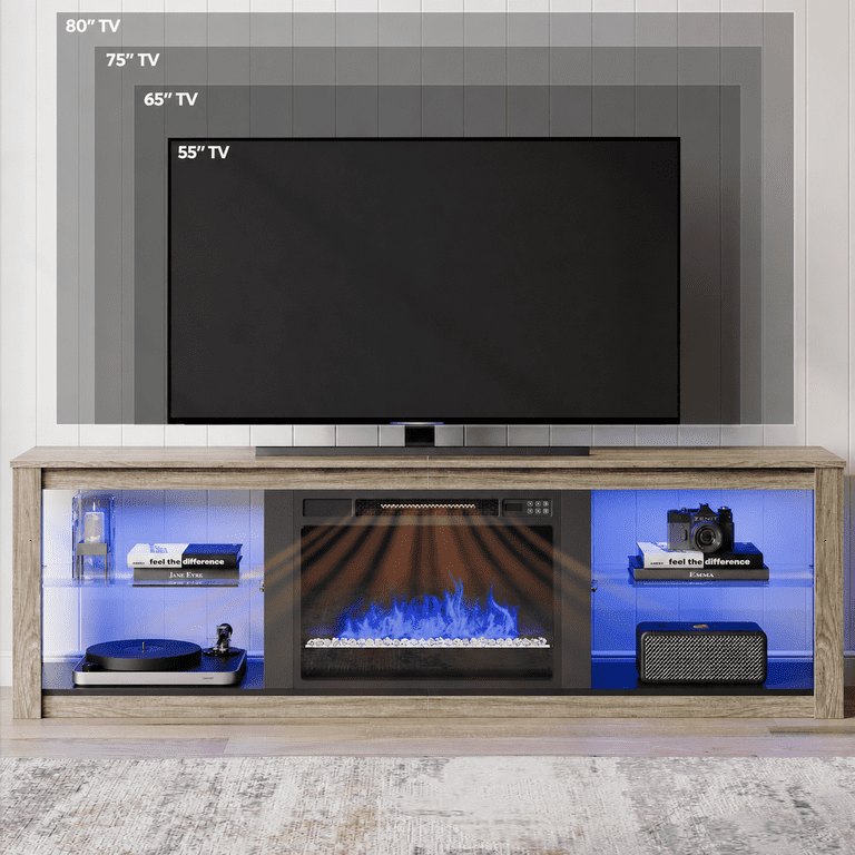 Bestier Electric Fireplace TV Stand, Wash Gray photo 7