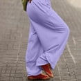thumbnail image 4 of ManxiVoo Summer Lightweight High Elastic Waist Trendy Wide Leg Harem Pants with Pockets Casual Comfortable Lounge Trousers XXXL Size Purple, 4 of 9