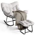 thumbnail image 1 of BeesClover Patio Rocking Chair, Outdoor Oversized Papasan Rocking Chair with Ottoman, 450lb Capacity, All-Weather PE Rattan Egg Rocker for Porch, Backyard, Balcony, 1 of 8