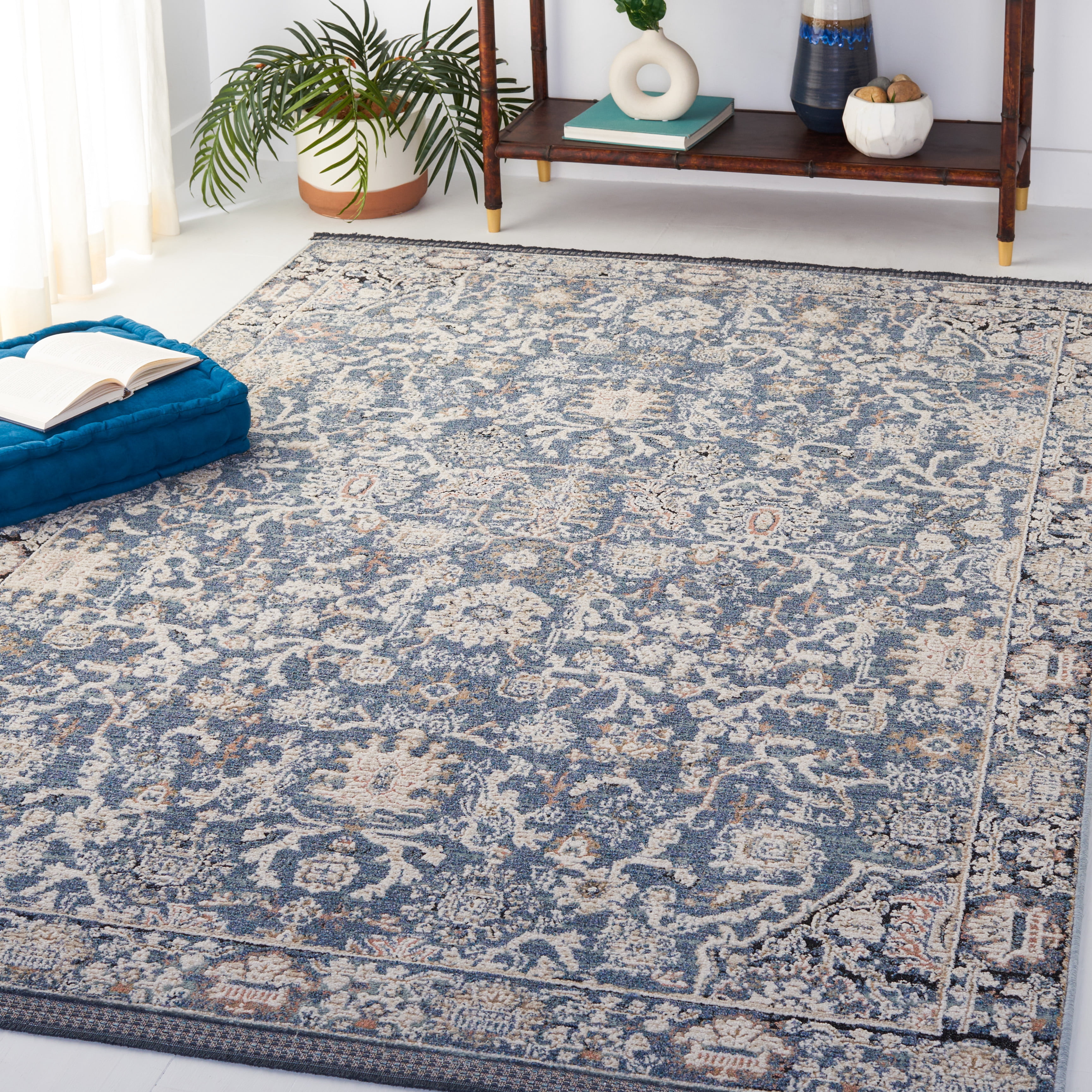 SAFAVIEH Vivaldi Lesleigh Abstract Area Rug, Navy/Ivory, 5'3" x 7'6"