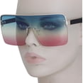 thumbnail image 4 of GFDYREE FLAWLESS EYEWEAR Oversized Flat Top Square VINTAGE RETRO SHIELD VISOR Style Aviator SUNGLASSES, Blue Yellow Pink, Oversized, 4 of 4