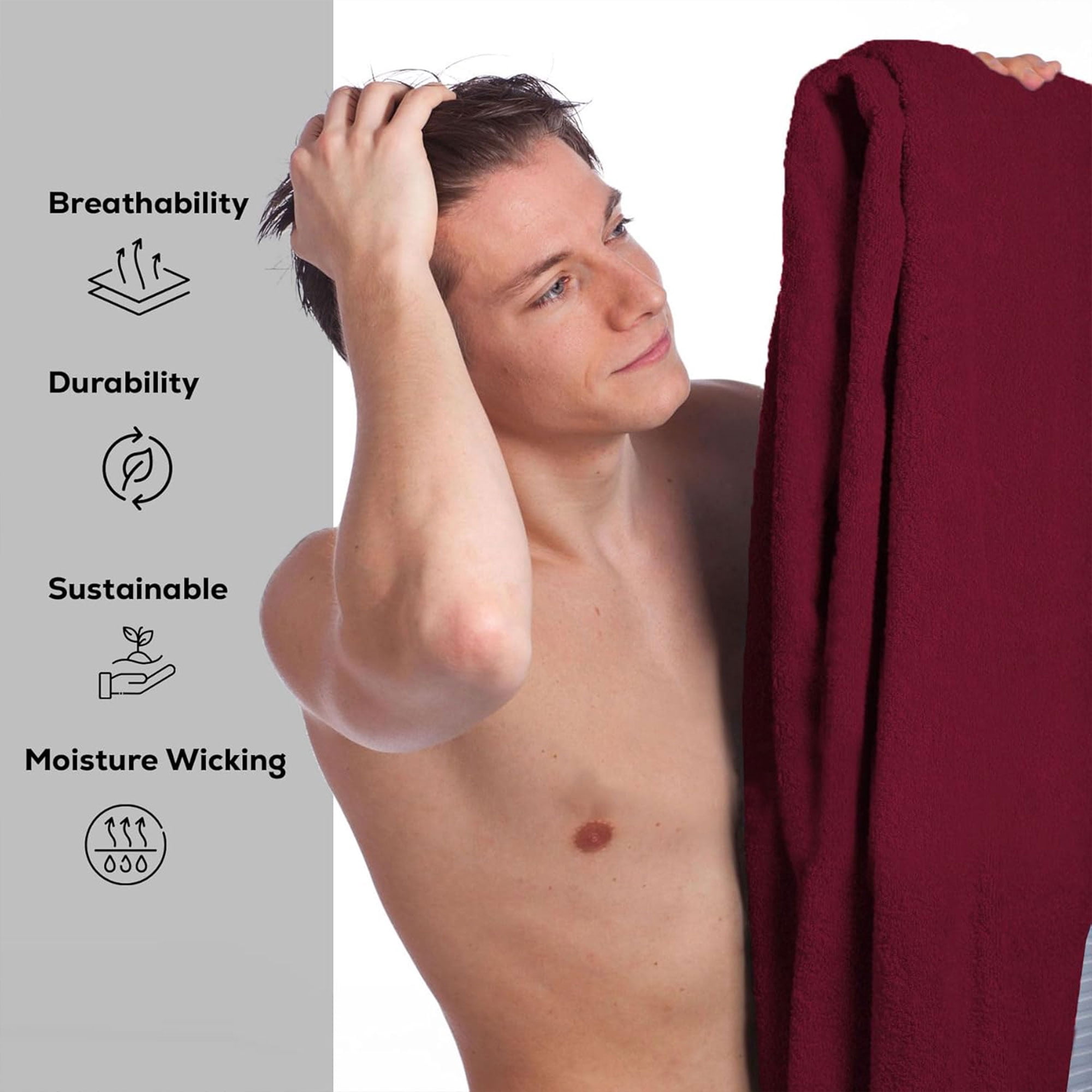 GOLD TEXTILES Premium Bath Towels 24x50 - Red Wine Pack of 6 | Soft, Absorbent, 100% Cotton Towels for Home & Spa