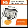 thumbnail image 6 of 4/6/8 inch Cordless LED Work Light for Dewalt 20V Battery Wide Beam Flood Light with Two USB Charging Port LED Light for Emergency Workshop  Garage (No Battery), 6 of 6