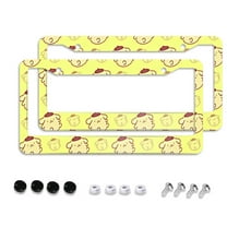 Sanrio Gudetama Cartoon Car License Plate Frame 2 Pack, License Plate Cover Bracket Decorative Aluminum License Plate Frame Auto Accessories Unisex 11.8 X 5.9 Inch 2 Holes with Screws