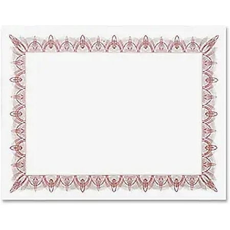 Geographics Blank Certificate Diploma Award with Classic Red Decorative Border, 8.5 x 11", Pack of 25