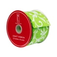 thumbnail image 4 of Northlight Green with White Floral Design Wired Craft Ribbon 2.5" x 10 Yards, 4 of 9