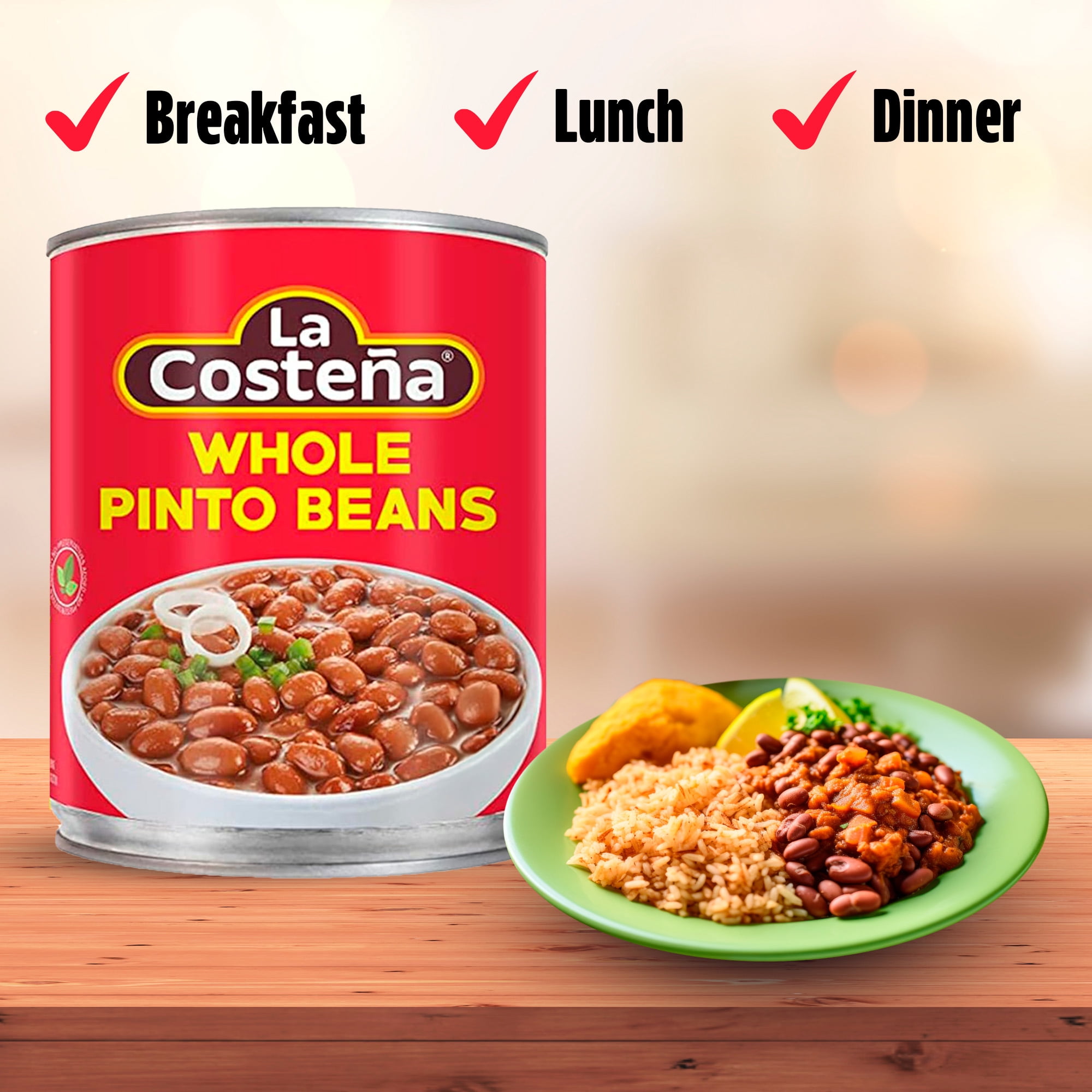(12 pack) La Costeña Canned Pinto Beans with Jalapeno Peppers, 19.7 oz