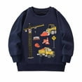 thumbnail image 1 of QUOTAY Chandails pour Garçons Enfants à Manches Longues Col Ras du Cou Chandail avec Imprimé d'Excavatrice de Dessin Animé Chaud Doux Confortable Automne Hiver Hauts Décontractés Bleu Marine,120, 1 of 9