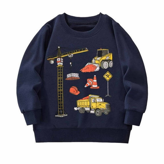 Tiijoy Toddler Boys Graphic Sweatshirt Excavator Print Long Sleeve Pullover, Sizes 3-4T