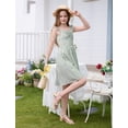 thumbnail image 5 of IBTOM CASTLE Teen Summer Holiday Floral Dress Junior Beach Casual Sundress | Tween Self Tie Back Flutter Sleeve Tea Party Back to School Prom Dress Green, 5 of 7