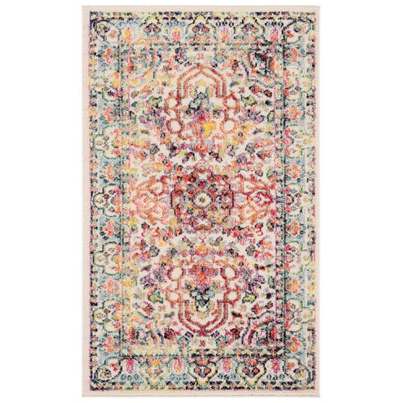 SAFAVIEH Madison Jefferson Geometric Area Rug, Ivory/Red, 3' x 5'