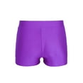 thumbnail image 6 of Raenseen Kids Girls V-Front Waistband Shorts Breathable Stretchy Bike Shorts Sports Ballet Dance Purple 10, 6 of 9