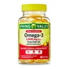 Spring Valley Omega-3 Fish Oil For Heart and Brain Health, Dietary Supplement Softgels, 1000 mg, 60 Count