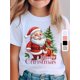thumbnail image 1 of Santa Claus Xmas Tree Print, Girl's Novel Graphic Design Cotton T-shirt, Casual Comfy Tees For Summer, Girl's Clothing Tops For Daily Activities, 1 of 6