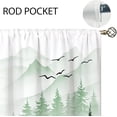 thumbnail image 5 of Green Misty Forest Small Kitchen Curtains Tree Mountain Window Treatment Woodland Landscape Rod Pocket Cafe Short Curtains for Bathroom Dining Room Men Tier Treatment Drapes, 5 of 5