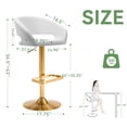 thumbnail image 6 of PU Leather Bar Stools, Adjustable Height 24."-32.25, Swivel Barstools with Back & Footrest, Upholstered Bar Chairs for Kitchen Island, Dining Room, Home Bar (White, Gold Base), 6 of 12