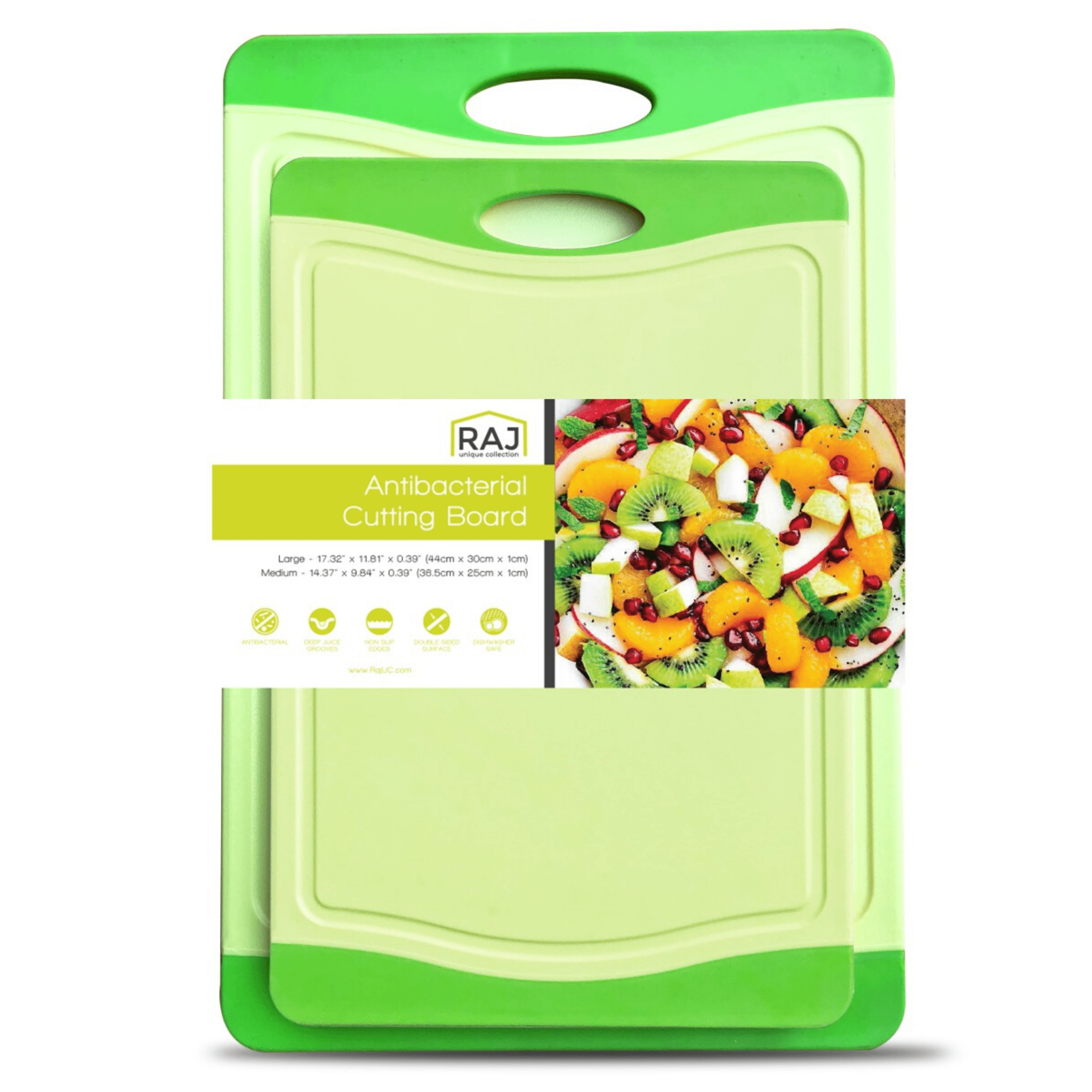 Lime Green Reversible Plastic Cutting Board with Juice Groove