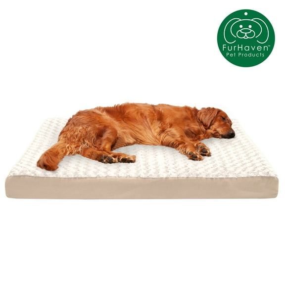 FurHaven Ultra Plush Memory Top Deluxe Mattress Pet Bed for Dogs & Cats - Cream, Jumbo