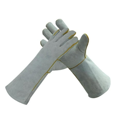 

Heat-resistant Leather Wig Mig Welding Gloves One Size 40cm Length Gray