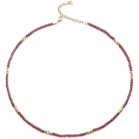 Aleasha Garnet Necklace Boho Red Beaded Choker Necklace for Women January Birthstone Summer Beach Handmade Jewelry