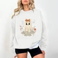 thumbnail image 2 of Chandail en Molleton Imprimé Fantôme pour Femmes Chandail Léger et Chaud Blouses Col Rond Manches Longues Ultra Doux Texturé Tenues de Printemps 2025 Chandail Automne Hiver Vêtements, 2 of 4
